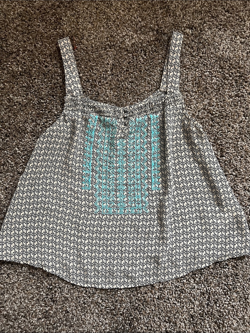 Papaya Cream Floral Camisole with Turquoise Embroidery